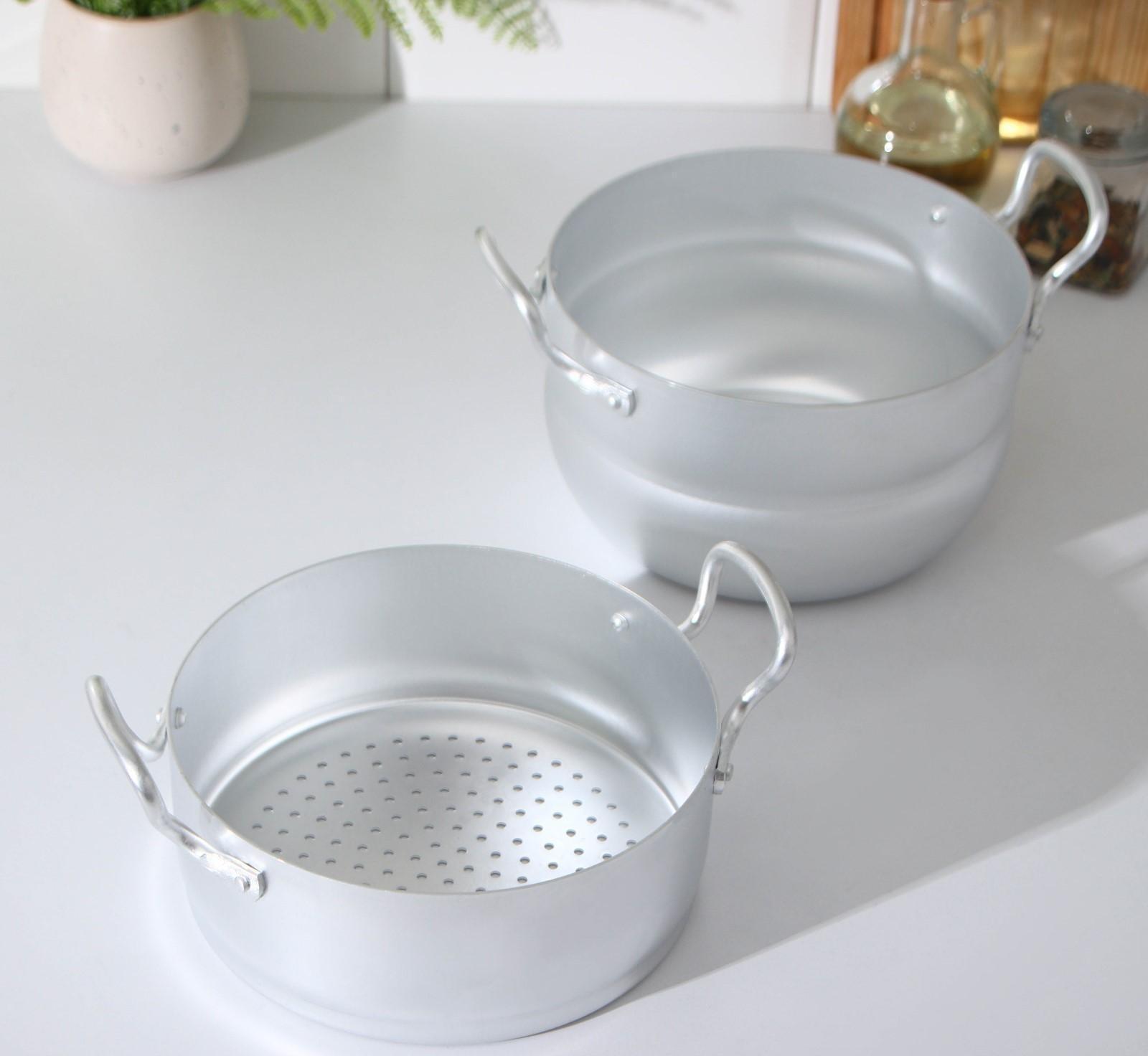 Кастрюля-пароварка, 2,5 л, металлическая крышка, цвет хромированный