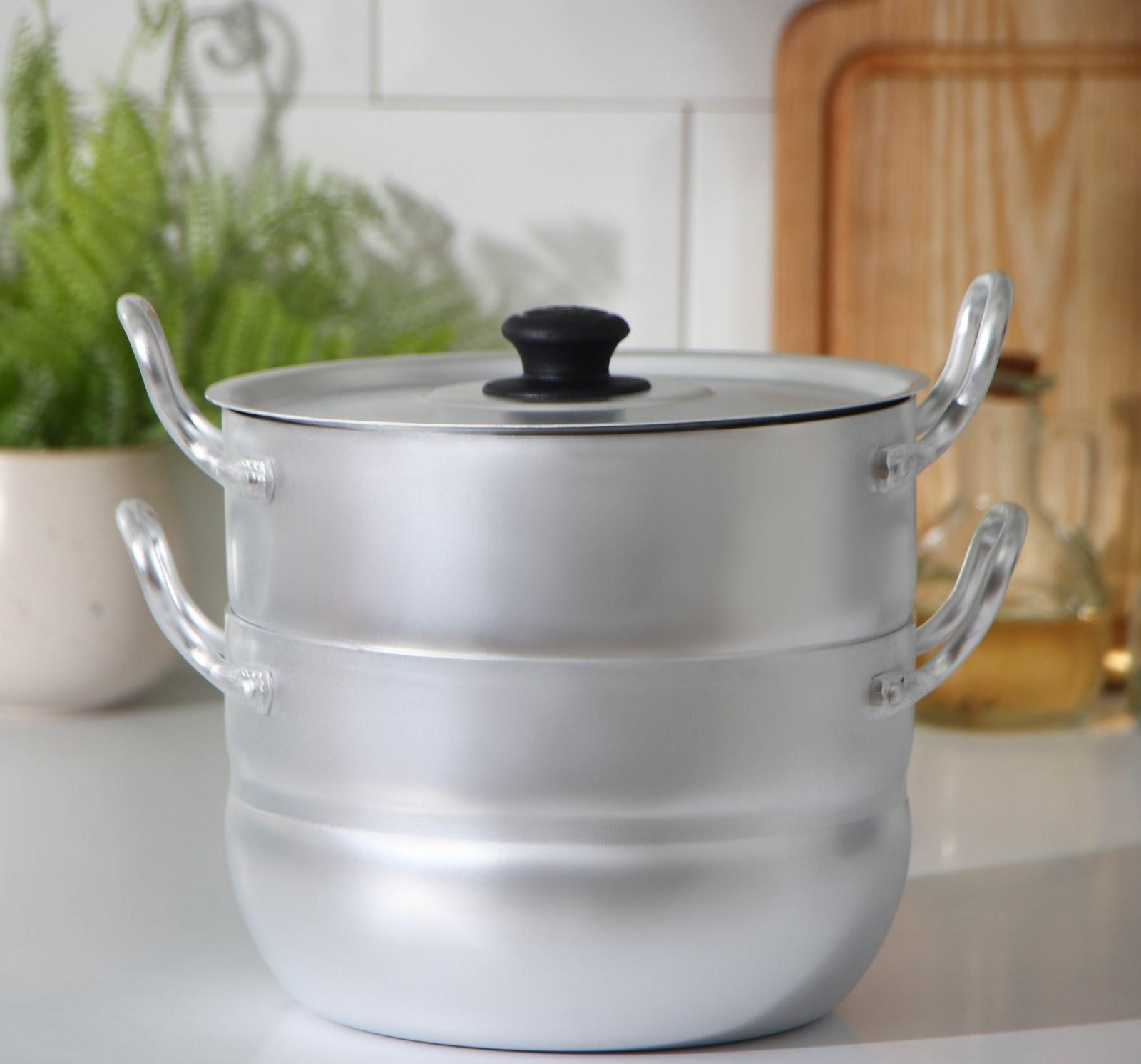 Кастрюля-пароварка, 2,5 л, металлическая крышка, цвет хромированный