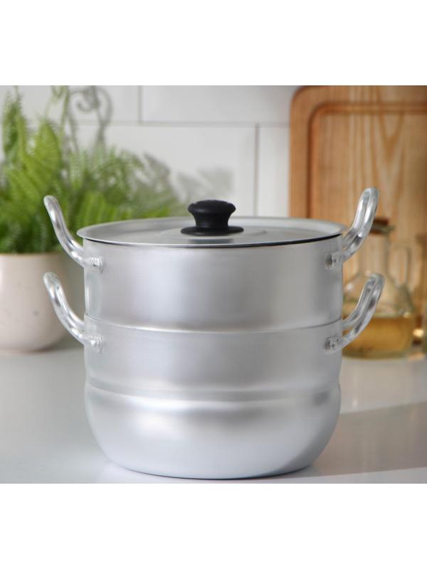 Кастрюля-пароварка, 2,5 л, металлическая крышка, цвет хромированный