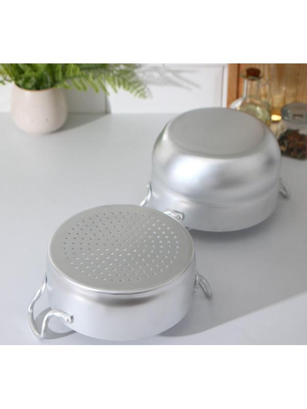 Кастрюля-пароварка, 2,5 л, металлическая крышка, цвет хромированный