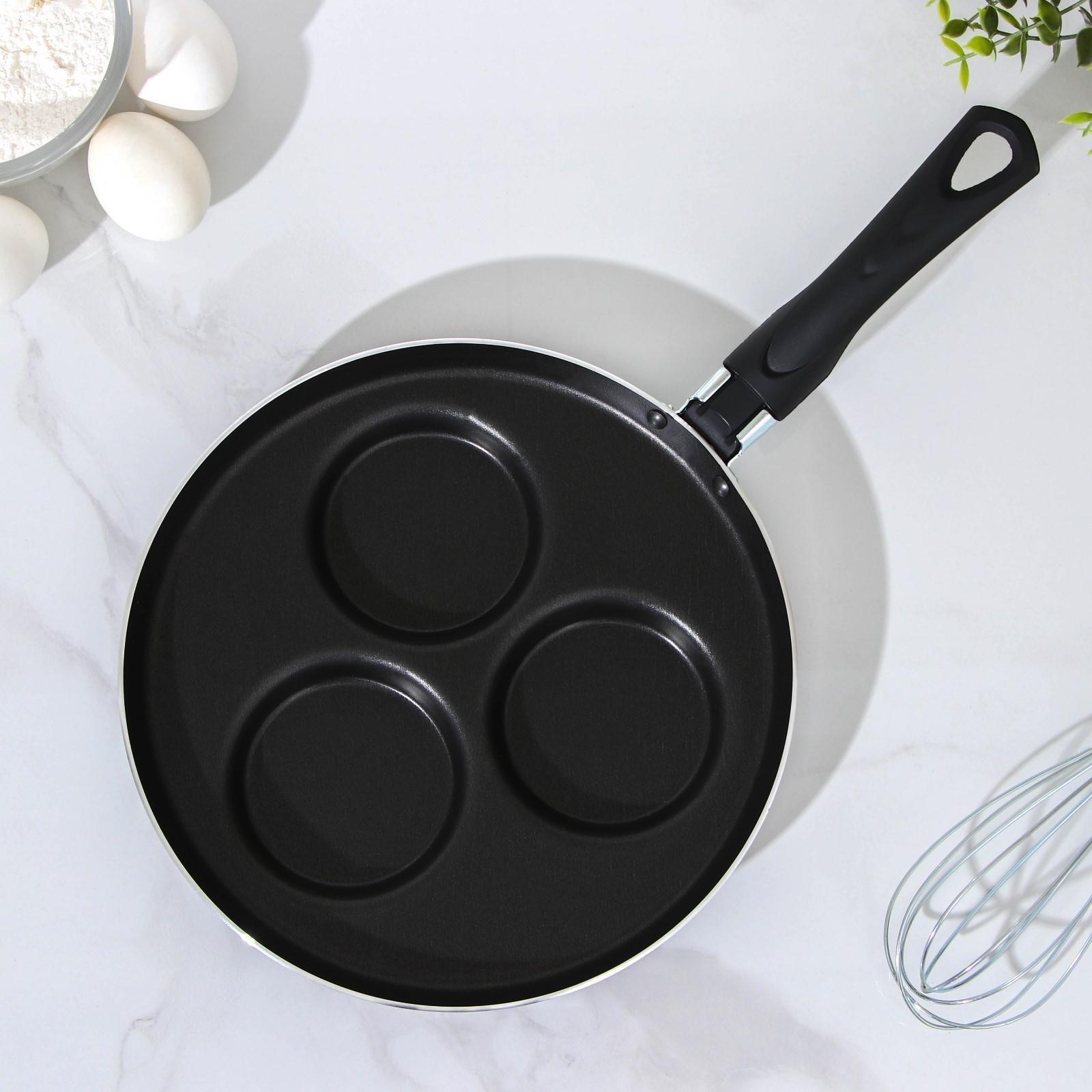 Сковорода «Хит», d=24 см, порционная, антипригарное покрытие, цвет чёрный