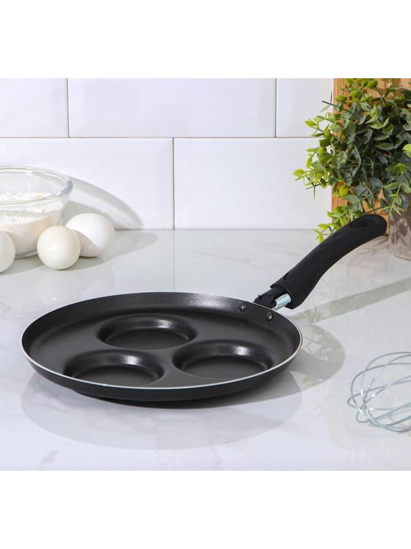 Сковорода «Хит», d=24 см, порционная, антипригарное покрытие, цвет чёрный