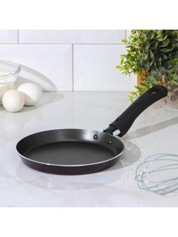 Сковорода блинная «Хит», d=18 см, пластиковая ручка, антипригарное покрытие, цвет чёрный
