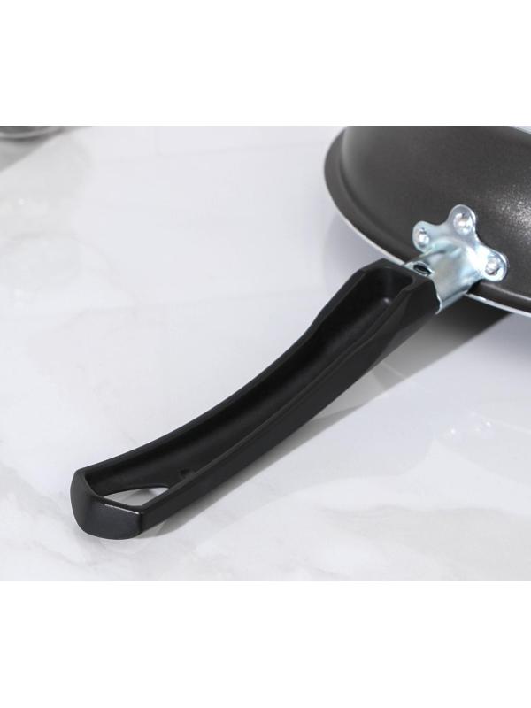 Сковорода «Классика атлас», d=26 см, пластиковая ручка, стеклянная крышка, антипригарное покрытие, цвет чёрный