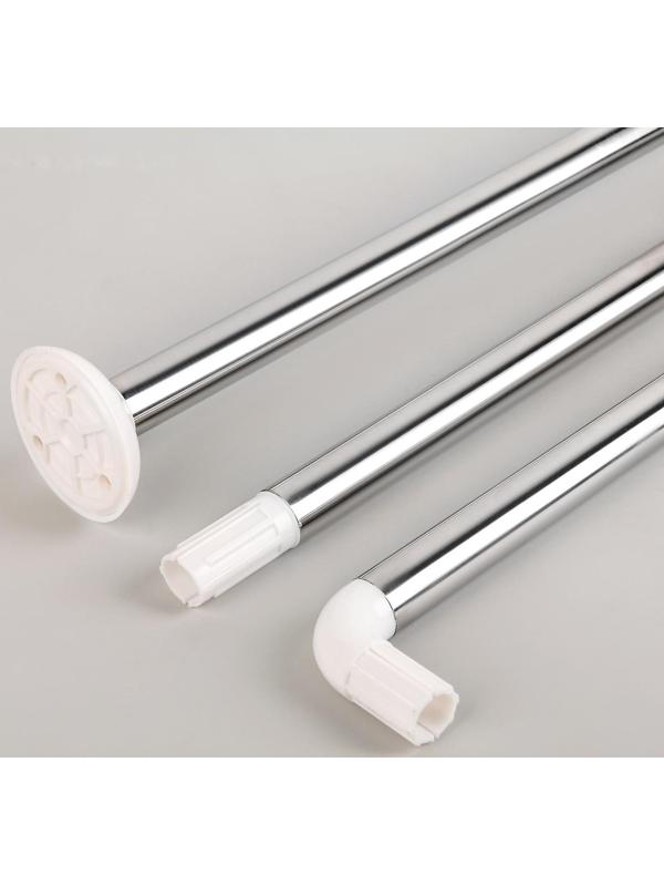 Карниз для ванной комнаты п-образный, 90×90×90 см, нержавеющая сталь