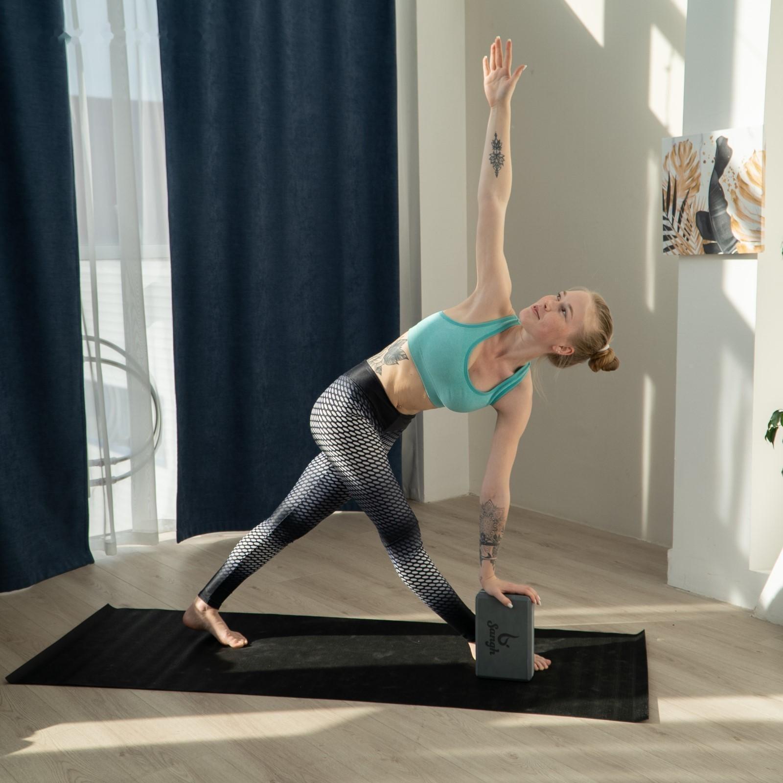 Блок для йоги 23 х 15 х 8 см, вес 120 г, цвет серый