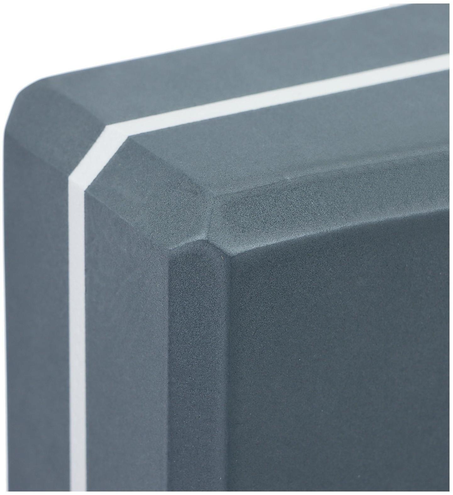 Блок для йоги 23 х 15 х 8 см, вес 120 г, цвет серый