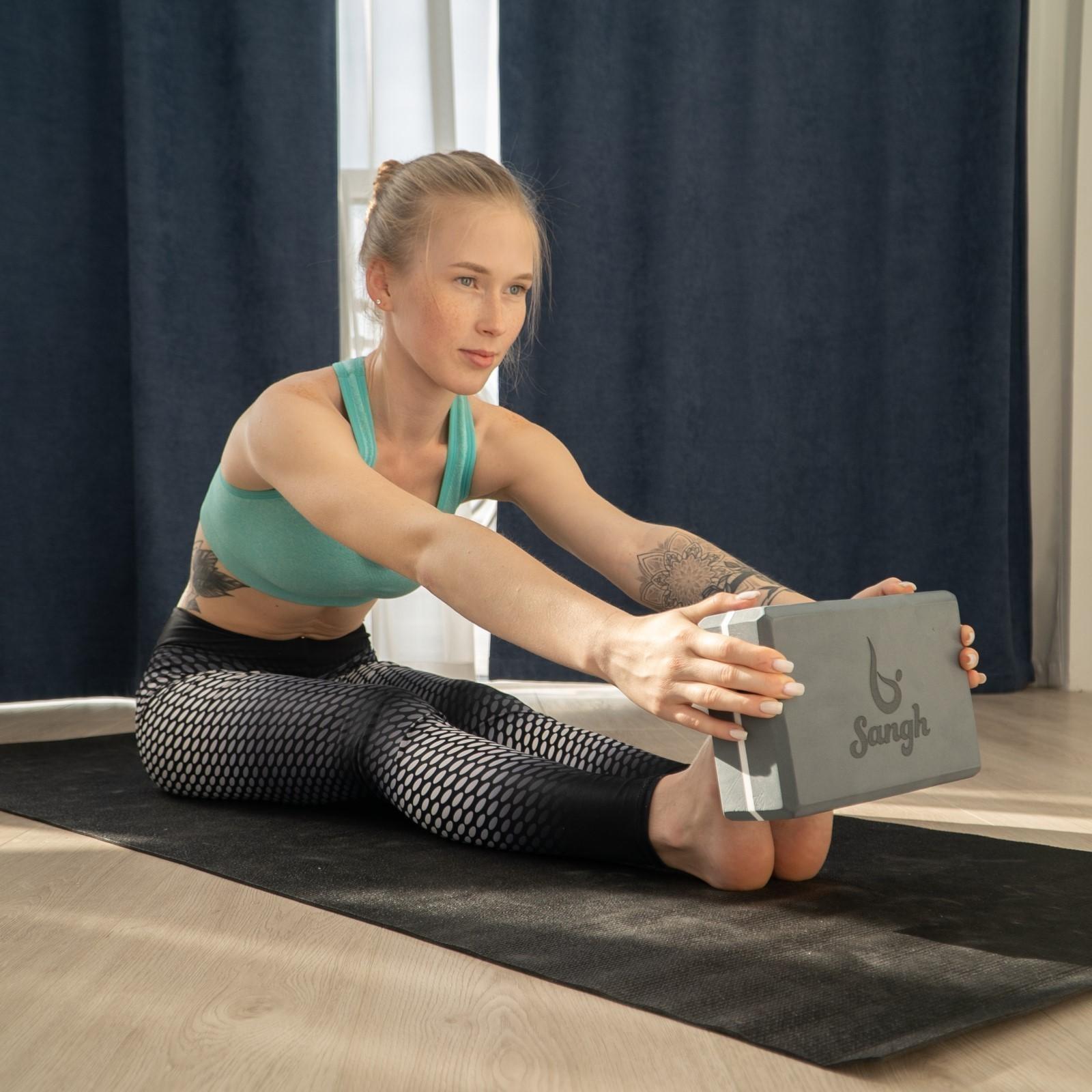 Блок для йоги 23 х 15 х 8 см, вес 120 г, цвет серый