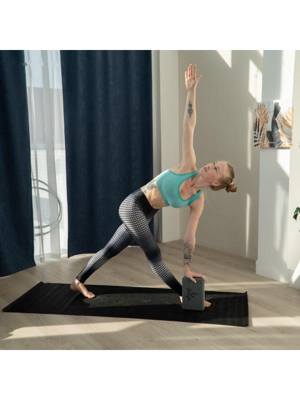 Блок для йоги 23 х 15 х 8 см, вес 120 г, цвет серый