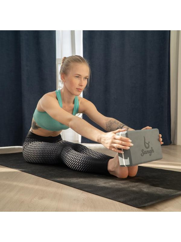 Блок для йоги 23 х 15 х 8 см, вес 120 г, цвет серый