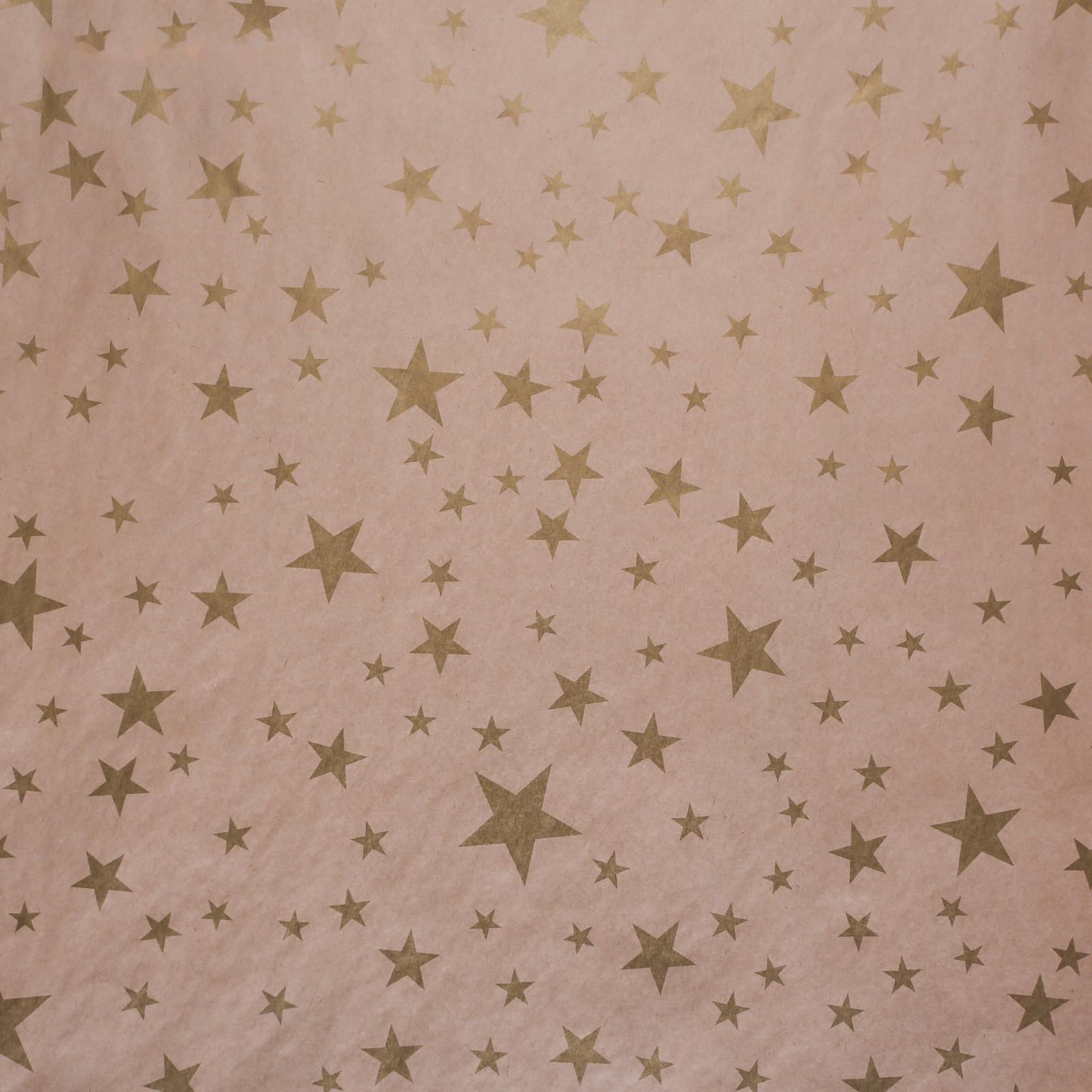 Бумага упаковочная крафтовая «Звёзды», золотая краска, 70 × 100 см