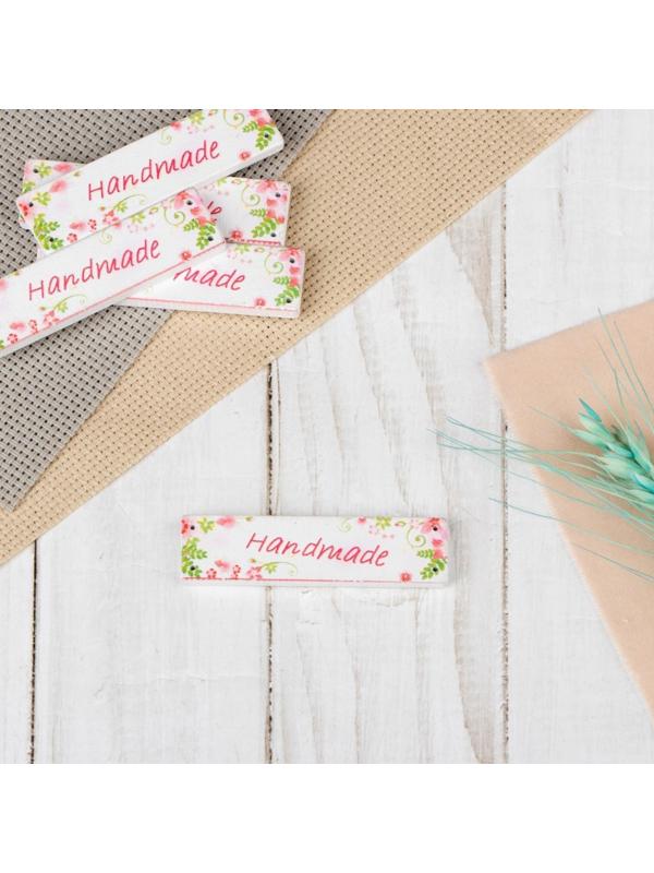 Набор нашивок из дерева «Hand made», 6,3 × 1,7 см, 5 шт