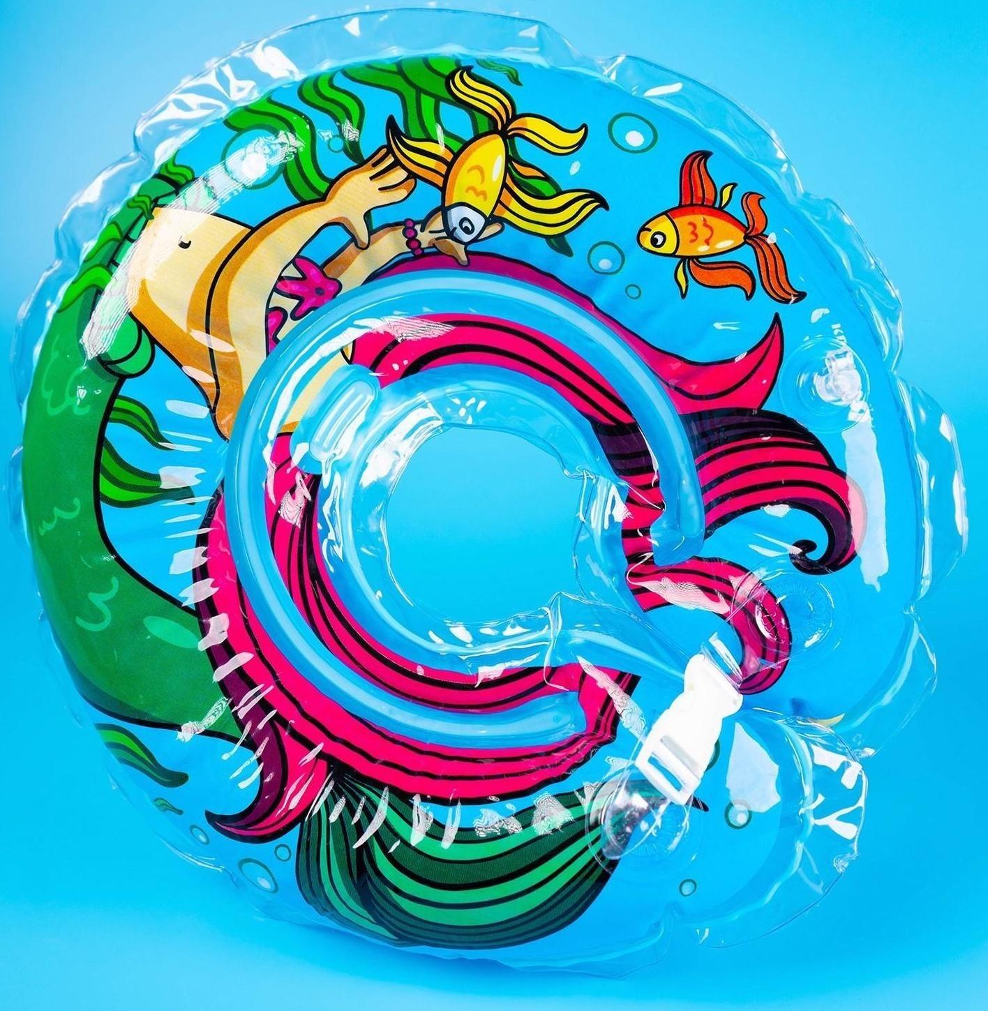 Круг детский на шею, для купания, «Русалочка», от 1 мес, двухкамерный, с погремушками