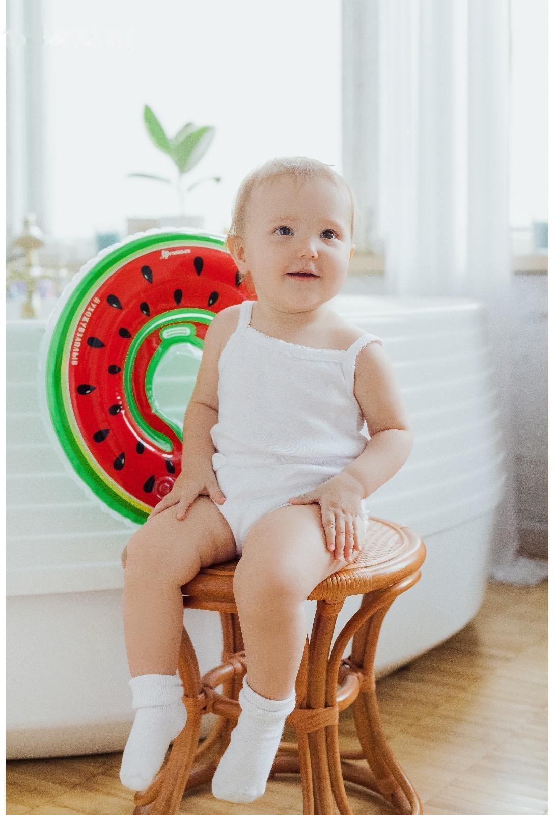 Круг детский на шею, для купания, «Арбузик», от 1 мес, двухкамерный, с погремушками