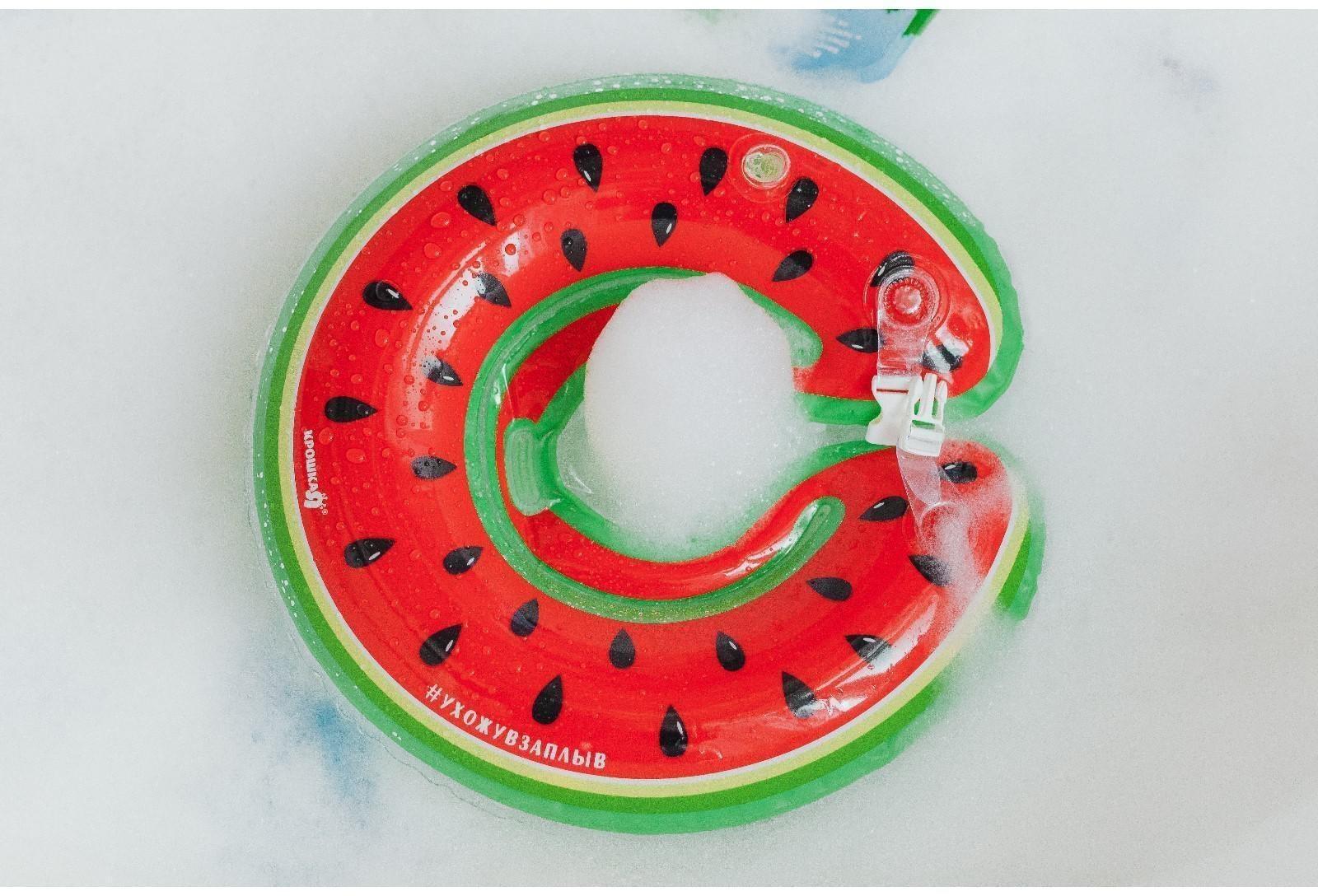 Круг детский на шею, для купания, «Арбузик», от 1 мес, двухкамерный, с погремушками