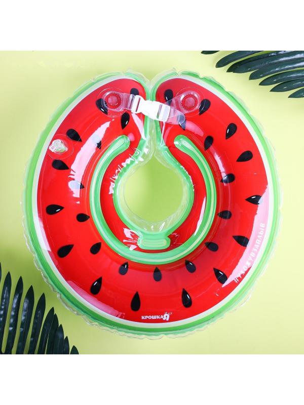 Круг детский на шею, для купания, «Арбузик», от 1 мес, двухкамерный, с погремушками