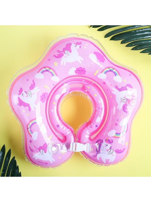 Круг детский на шею, для купания, «Верю в единорогов», от 1 мес, двухкамерный, с погремушками, форма звезда