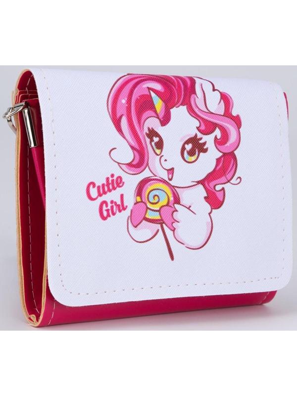 Сумка детская «Единорог», отдел на клапане, цвет белый/розовый, 15х4х12 см