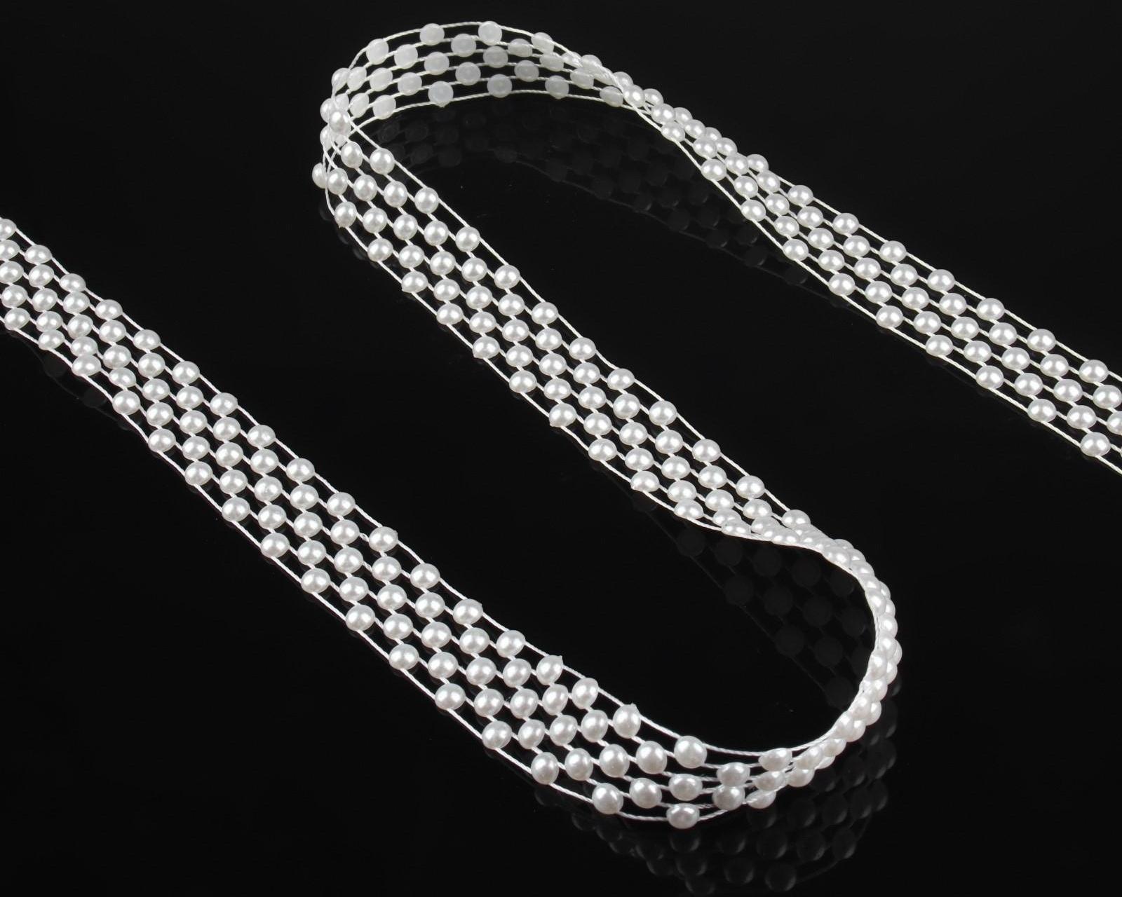 Жемчуг на нитях, плоский, 14 мм, 9 ± 1 м, цвет белый