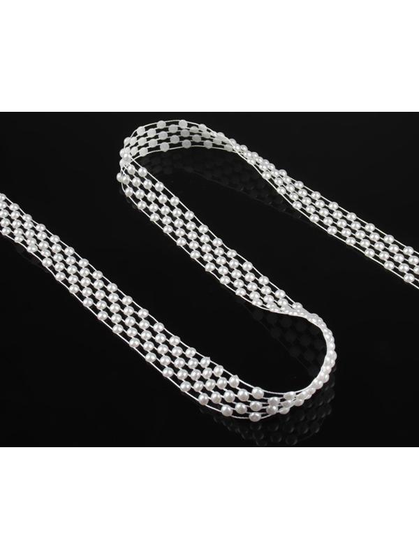 Жемчуг на нитях, плоский, 14 мм, 9 ± 1 м, цвет белый