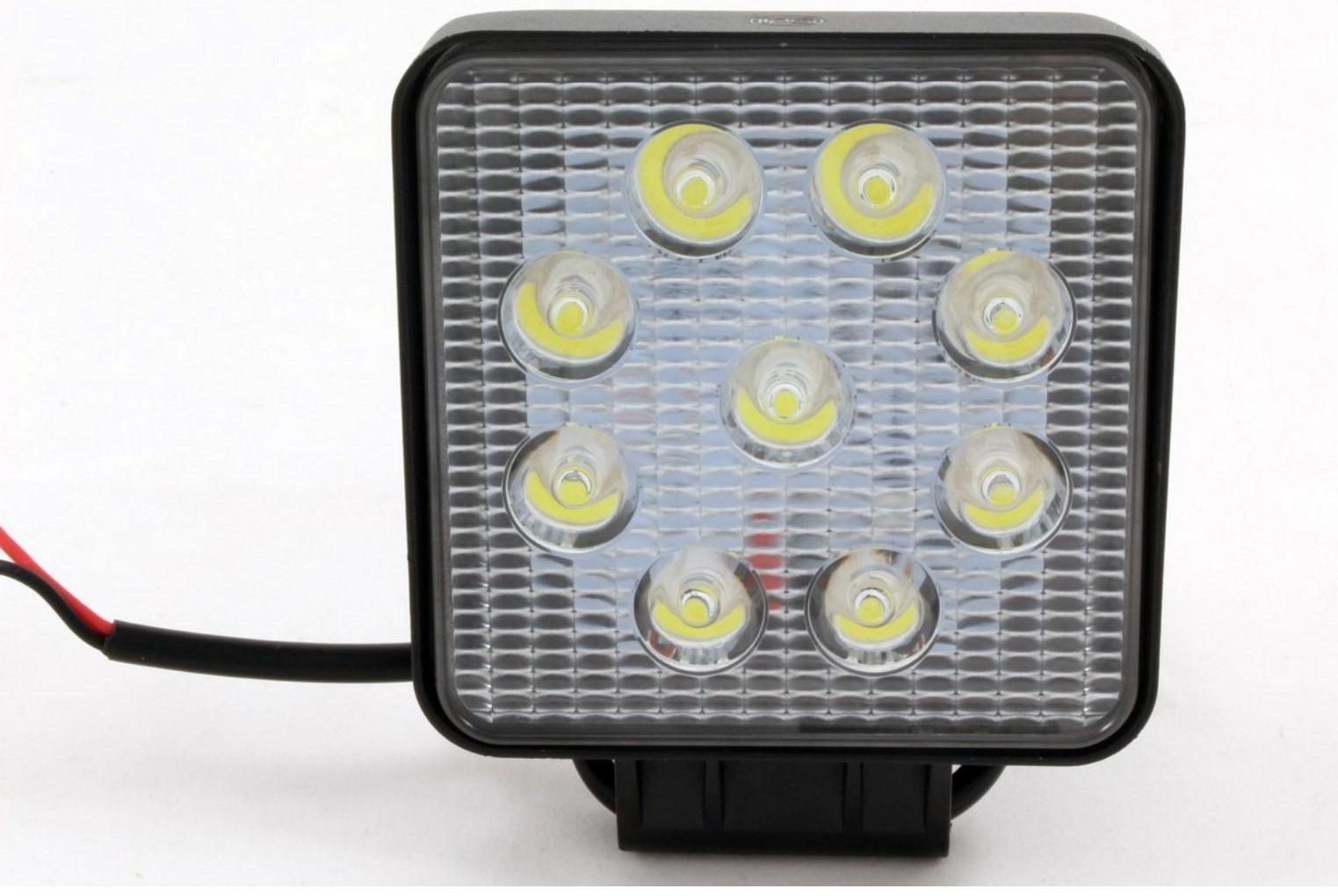 Фара светодиодная OFF ROAD, KS-WSQ009S (SLIM), 9 диодов, 27 Вт, направленный свет, алюминиевый корпус, пылевлагозащищенный, 105х28х125 мм, 12/24 В