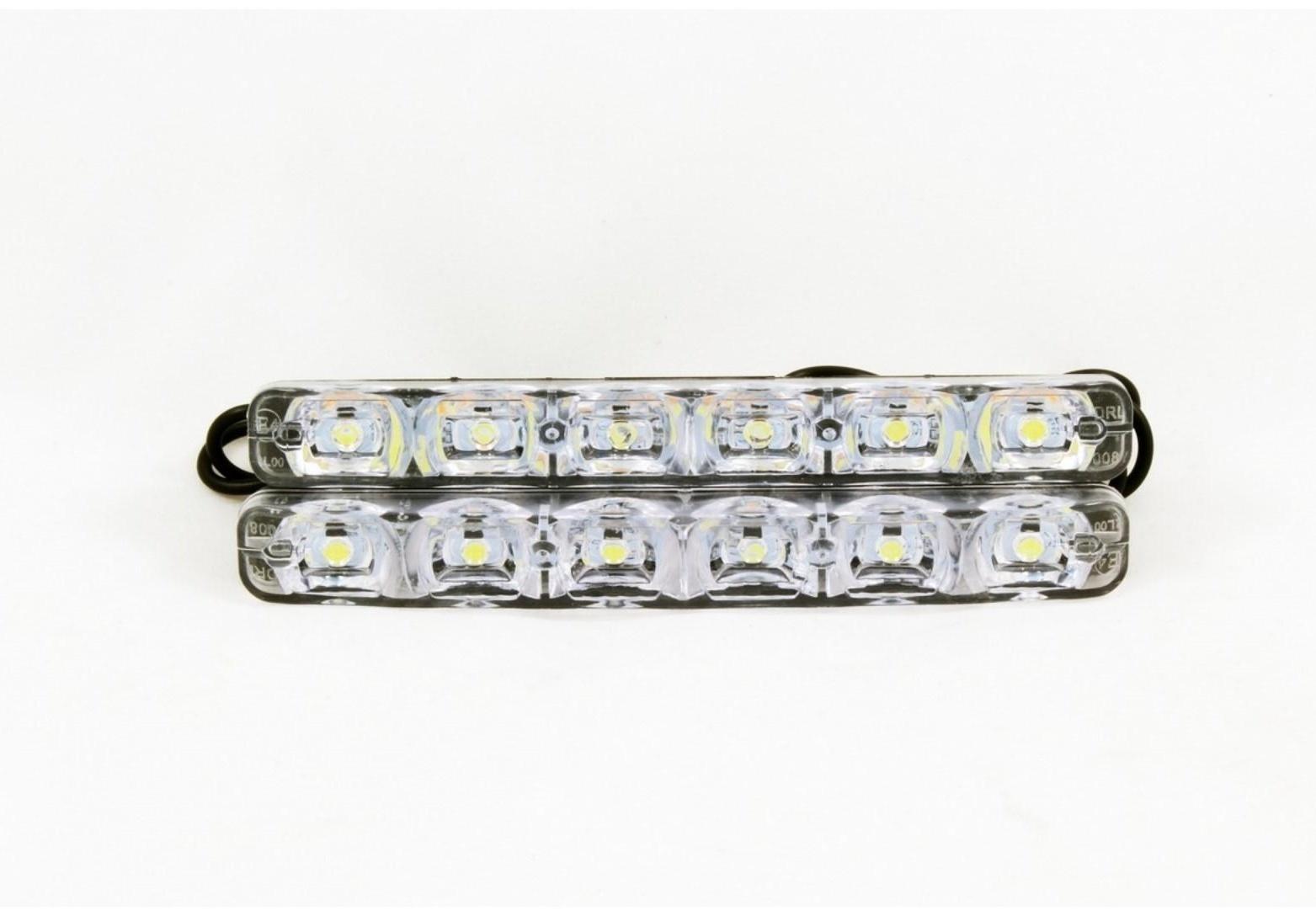 Дневные ходовые огни KS-0624WY (6 LED + 3 SMD желтый поворот), линза, провода, 155х33х18 мм, набор 2 шт