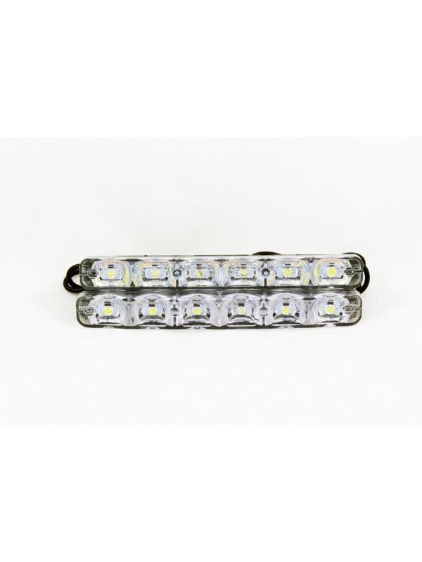 Дневные ходовые огни KS-0624WY (6 LED + 3 SMD желтый поворот), линза, провода, 155х33х18 мм, набор 2 шт
