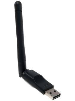 Адаптер Wi-Fi LuazON LW-2, 150 Mbps, с антенной, однодиапазонный, USB, черный