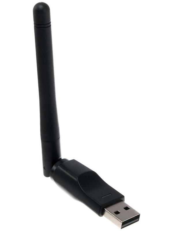 Адаптер Wi-Fi LuazON LW-2, 150 Mbps, с антенной, однодиапазонный, USB, черный