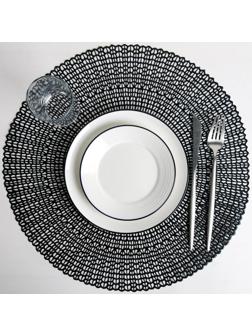 Салфетка сервировочная на стол «Роса», d=41 см, цвет чёрный