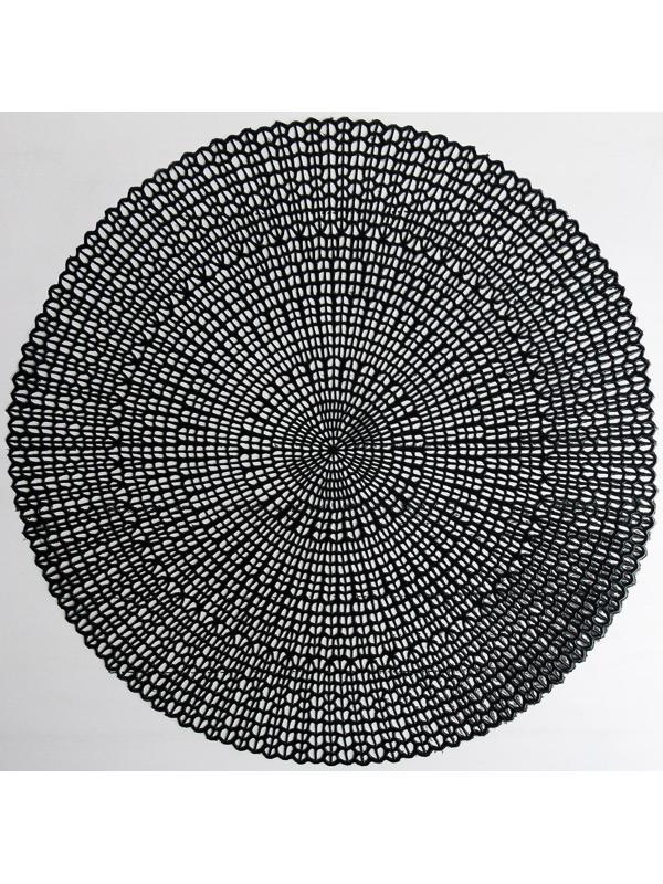 Салфетка сервировочная на стол «Роса», d=41 см, цвет чёрный