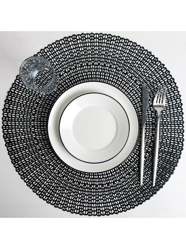 Салфетка сервировочная на стол «Роса», d=41 см, цвет чёрный