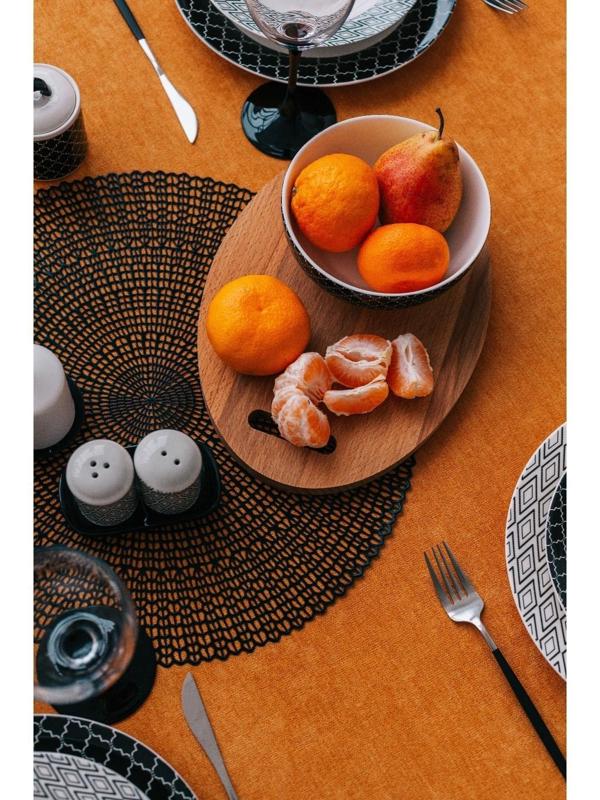 Салфетка сервировочная на стол «Роса», d=41 см, цвет чёрный