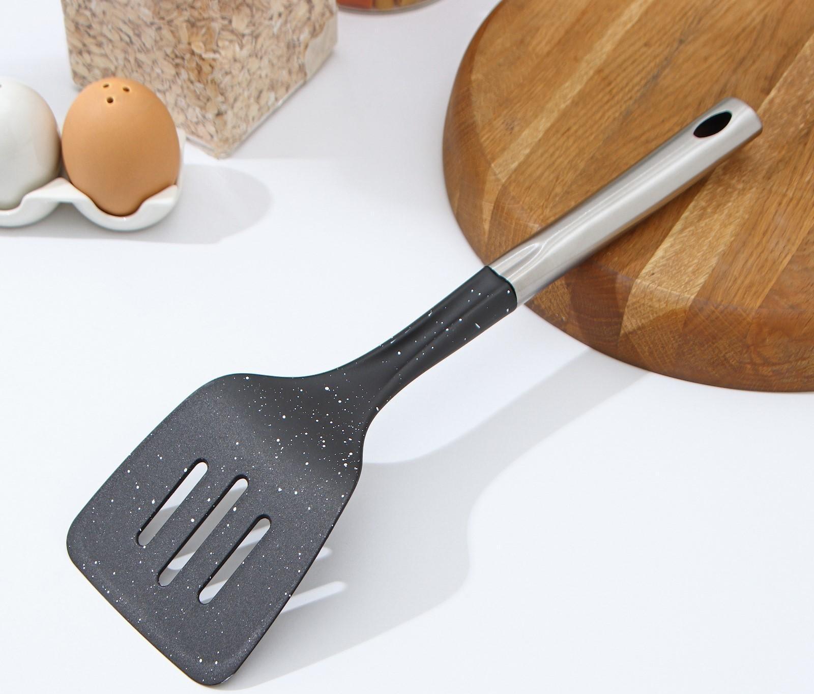 Лопатка кухонная Доляна «Синара», 34,5 см, цвет металлик