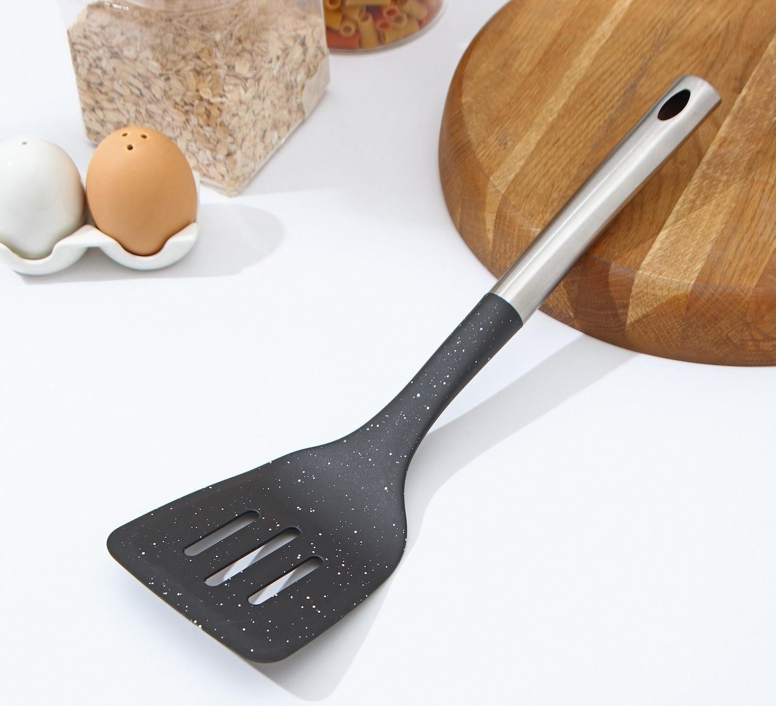 Лопатка кухонная Доляна «Синара», 34,5 см, цвет металлик