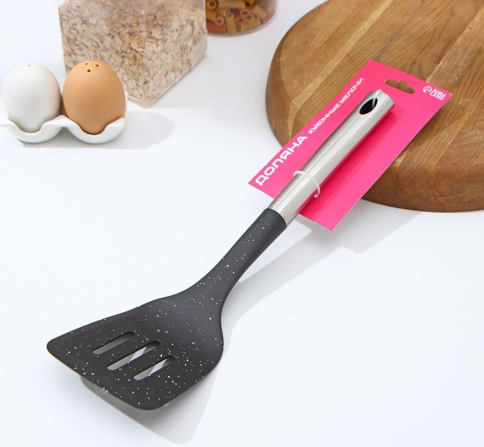 Лопатка кухонная Доляна «Синара», 34,5 см, цвет металлик