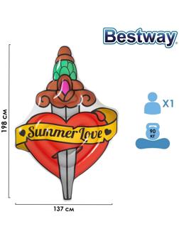 Матрас для плавания Summer Love Tattoo, 198 x 137 см, 43265 Bestway