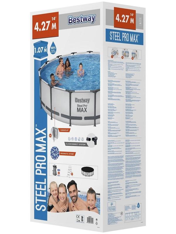 Бассейн каркасный Steel Pro MAX, 427 x 107 см, фильтр-насос, лестница, тент, 56950 Bestway