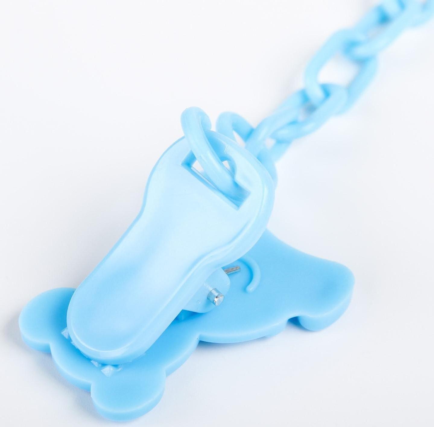 Пустышка ортодонтическая, с колпачком и держателем, в контейнере, от 0 мес., цвет голубой