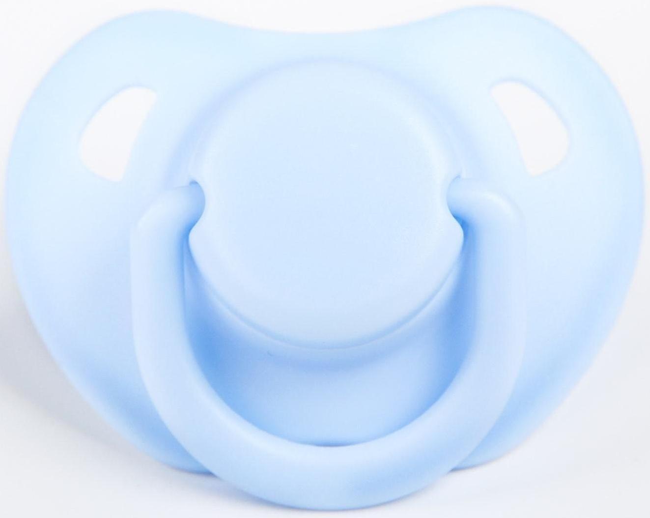 Пустышка ортодонтическая, с колпачком и держателем, в контейнере, от 0 мес., цвет голубой
