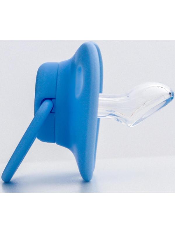 Пустышка ортодонтическая, с колпачком и держателем, в контейнере, от 0 мес., цвет голубой