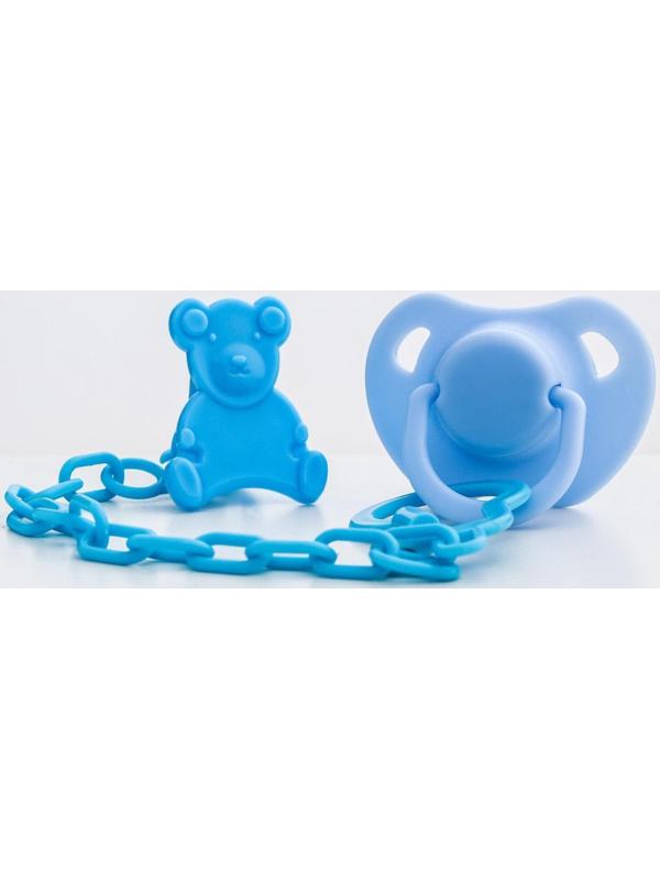 Пустышка ортодонтическая, с колпачком и держателем, в контейнере, от 0 мес., цвет голубой