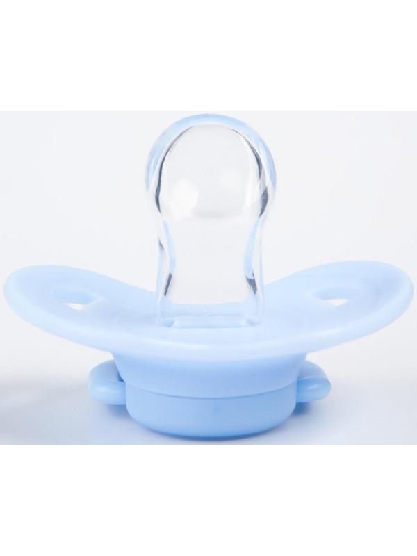 Пустышка ортодонтическая, с колпачком и держателем, в контейнере, от 0 мес., цвет голубой