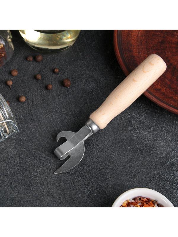 Открывалка не клепаная, 17×4 см, цинк, с деревянной ручкой из бука