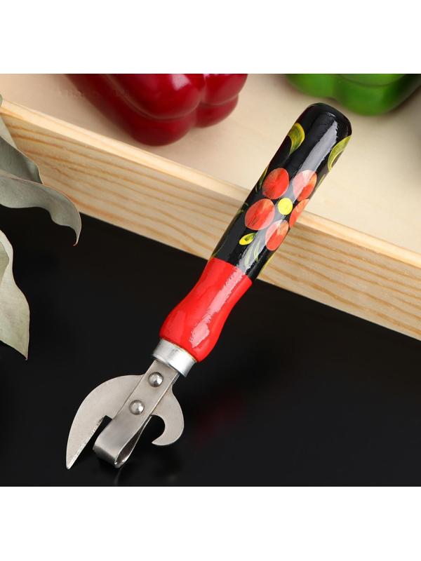 Открывалка клепаная,с художественной росписью и ручкой из бука