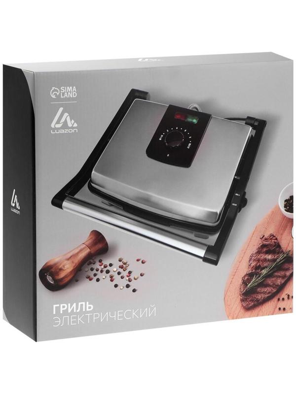Электрогриль Luazon LEG-2001, 2000 Вт, антипригарное покрытие, 30х23.5 см
