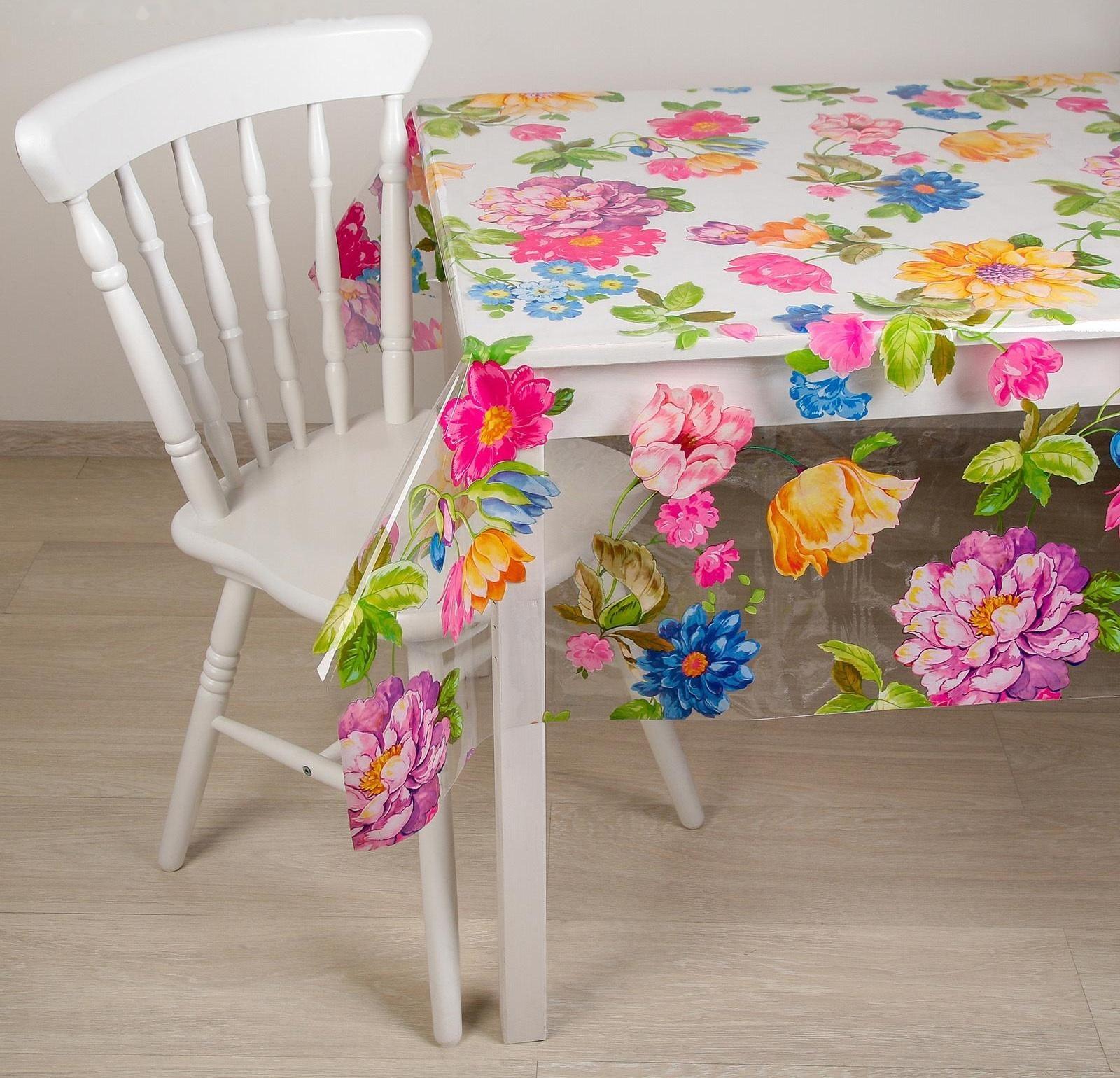 Клеёнка столовая ПВХ Доляна «Сад», ширина 137 см, толщина 0,08 мм, рулон 30 метров