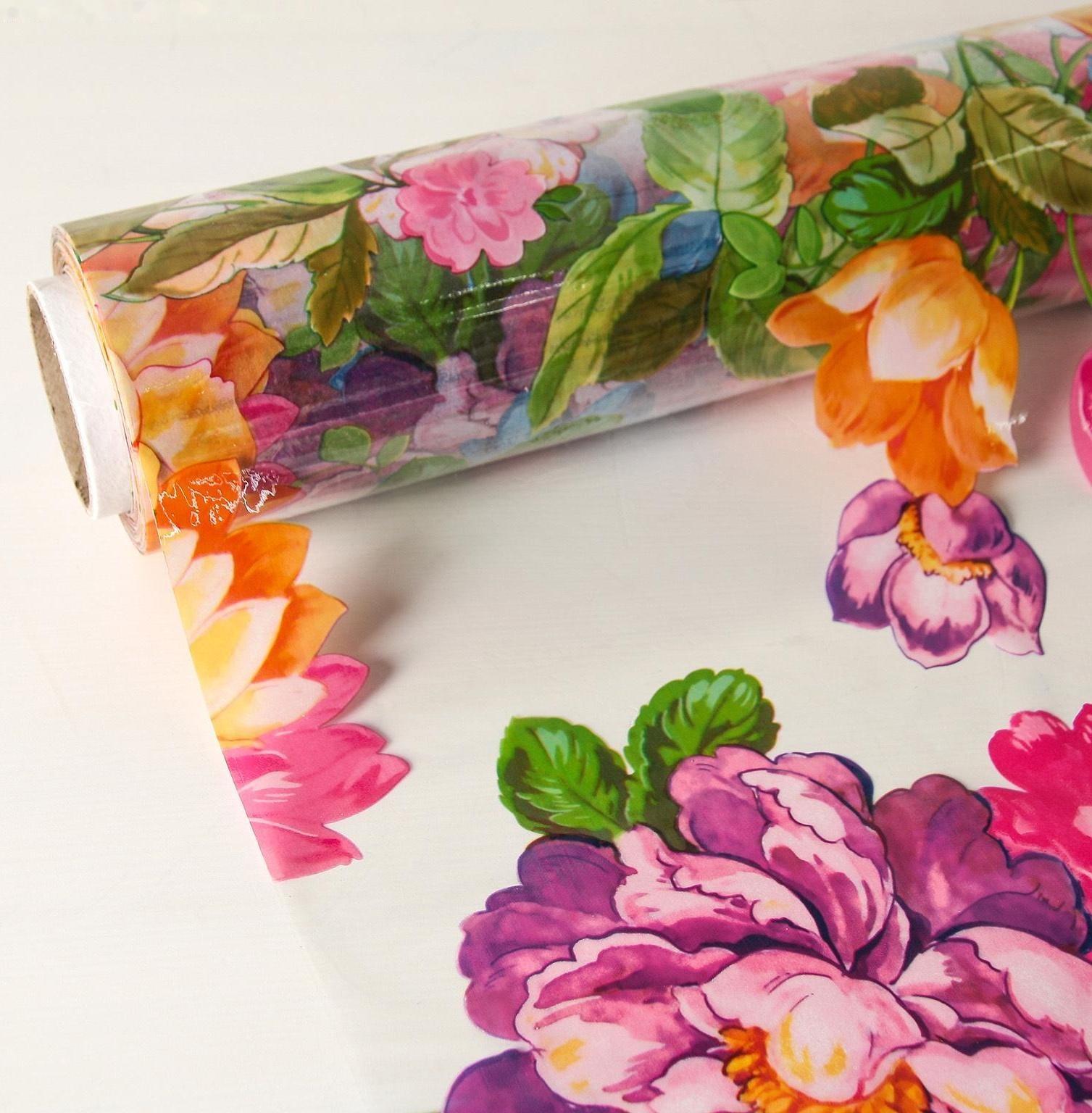 Клеёнка столовая ПВХ Доляна «Сад», ширина 137 см, толщина 0,08 мм, рулон 30 метров