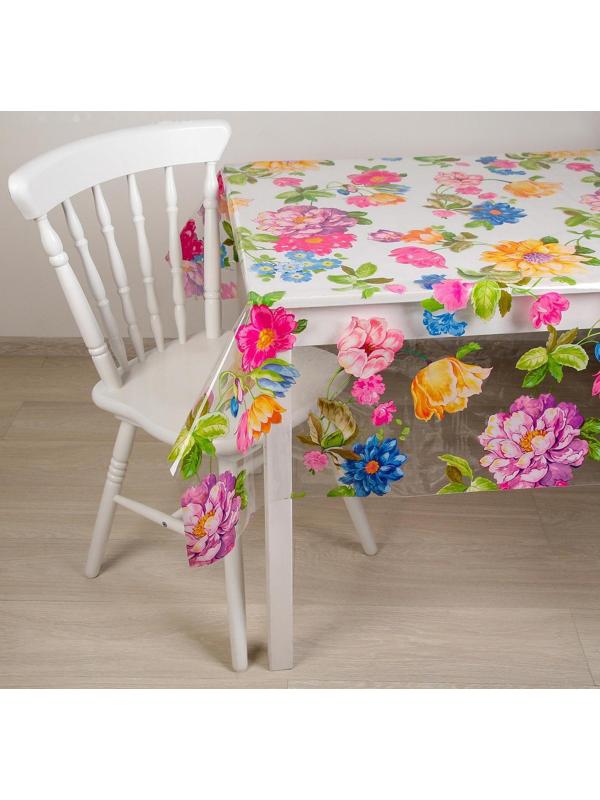 Клеёнка столовая ПВХ Доляна «Сад», ширина 137 см, толщина 0,08 мм, рулон 30 метров