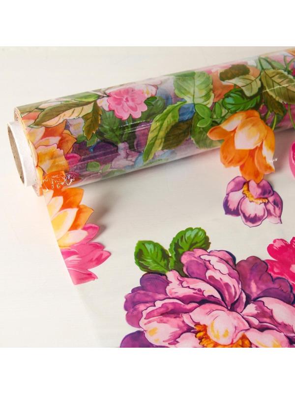 Клеёнка столовая ПВХ Доляна «Сад», ширина 137 см, толщина 0,08 мм, рулон 30 метров